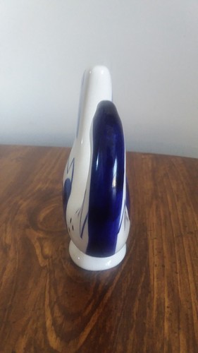 Blue & White Porcelain Chicken Figurine Hand Painted In USSR.