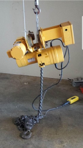BUDGIT 2 TON ELECTRIC CHAIN HOIST WITH MOTORIZED TROLLEY 120/240 VOLTS SINGLE...