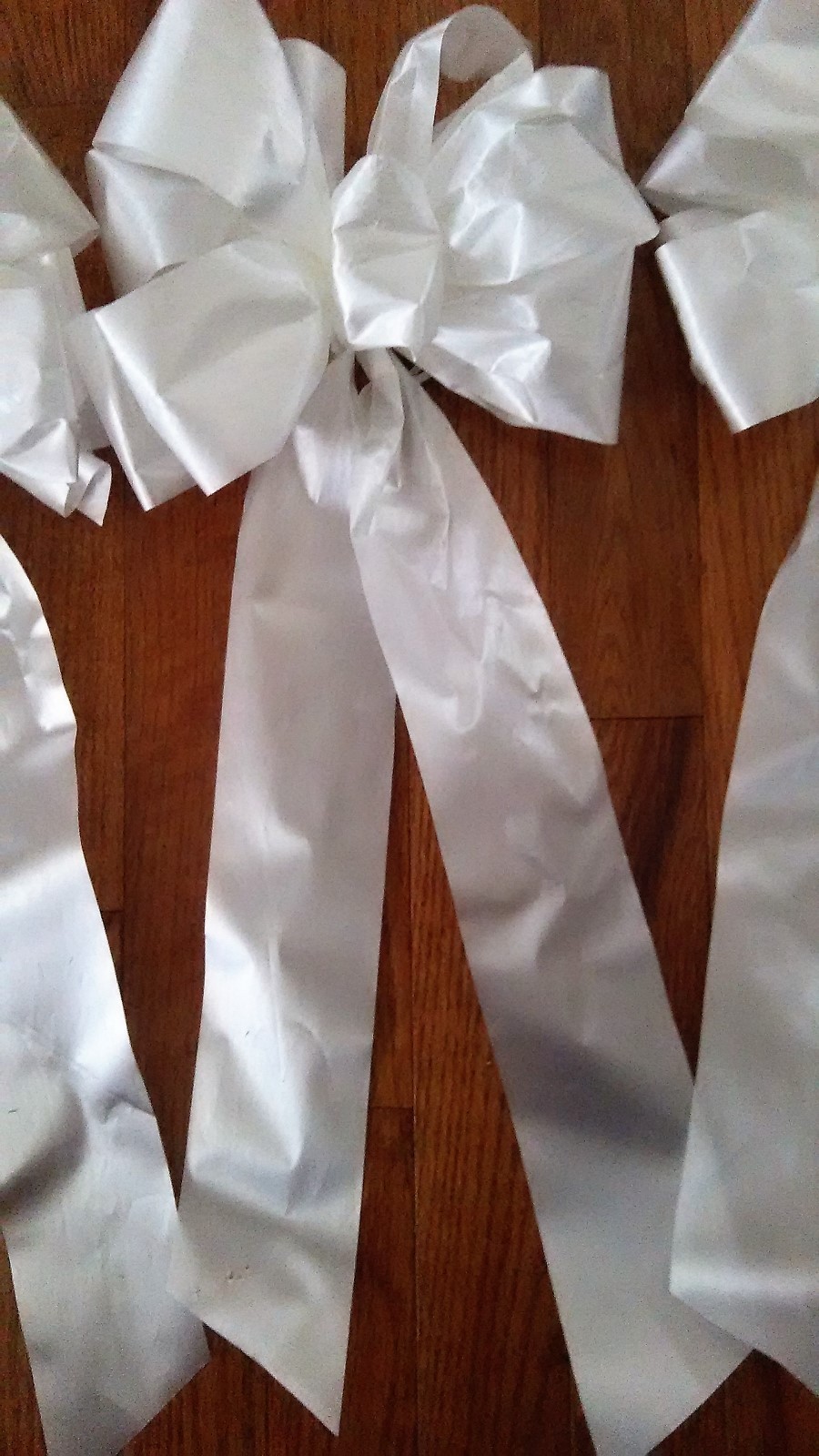 2-BOWS /  SMALL WHITE SATIN BOWS FOR WEDDINGS OR ANY OCCASION