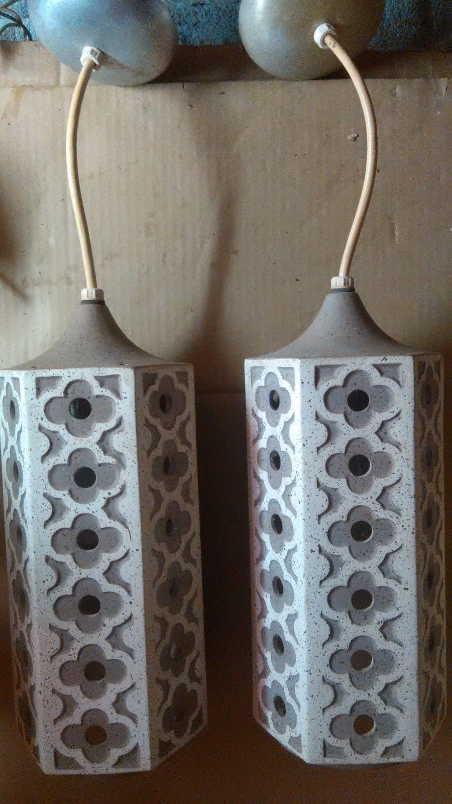 MID CENTURY MODERN SOUTHWESTERN  CERAMIC PENDANT POTTERY CHANDELIER SWAG LAMP