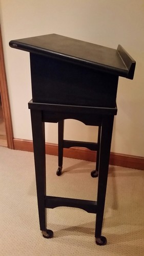 Vintage solid Wooden Black Book Stand with wheels Bible Music Cookbook iPad