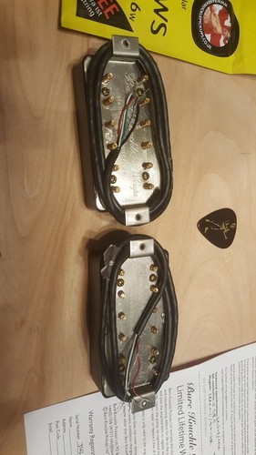 Bareknuckle pickups juggernauts, wide spacing, 4 conductor, black/gold bulb etch