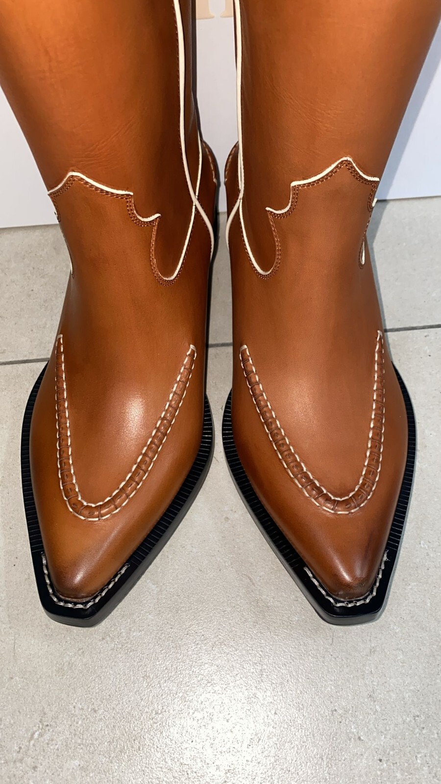 Pre-owned Chloé Texan Cowboy Boots In Leather Women Brown Size Eu 36 Ch