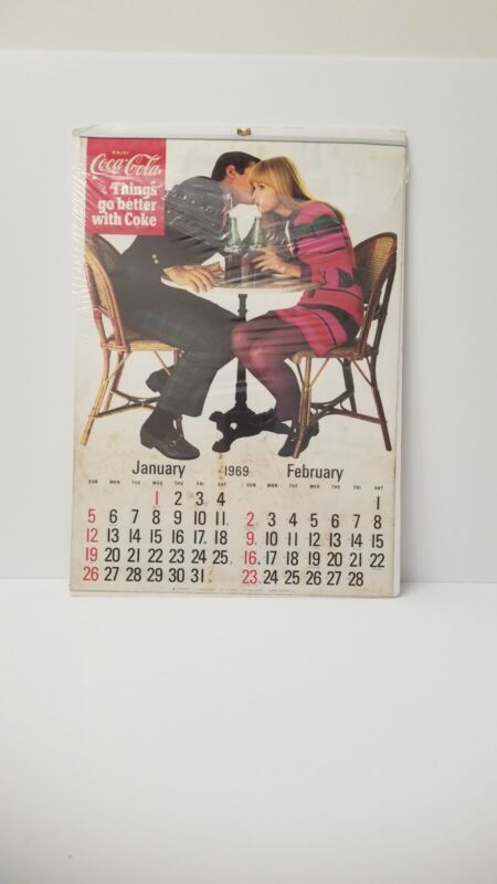 1969 Things Go Better With Coke" Coca Cola Wall Calendar 17" x 12" Complete