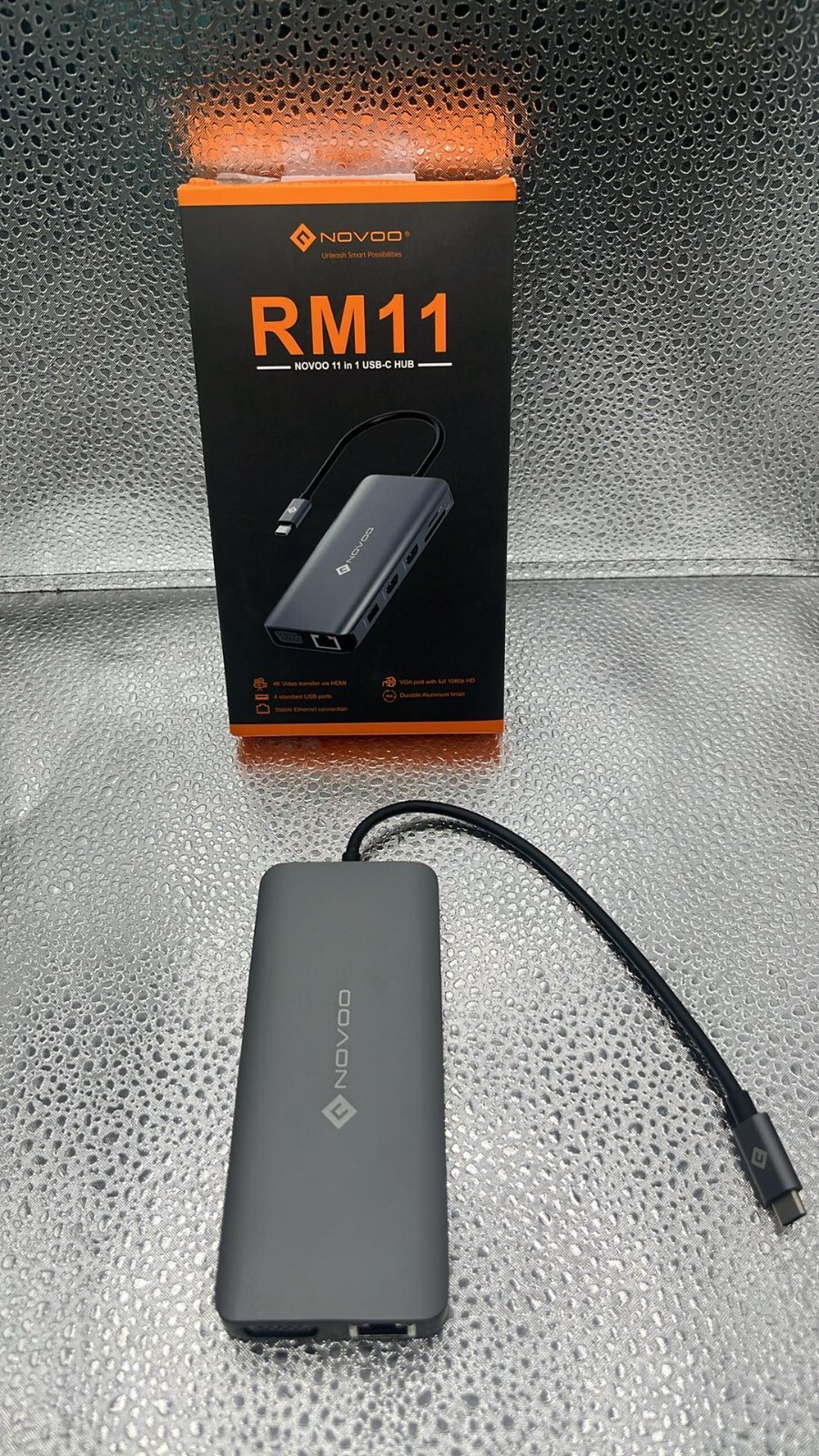 NOVOO RM11 USB C Docking Station Triple Monitor 11 in 1 USB C HUB100W Clear