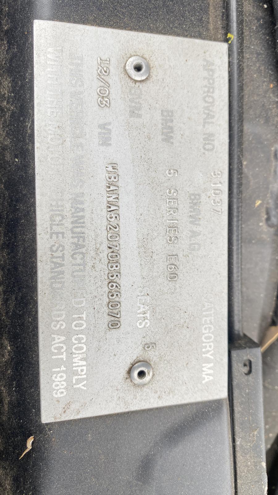 2003 Bmw 5 Series COURTESY LIGHT E60 10/03-04/10 P/N 63316962058 image 5