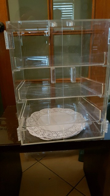 Large Three Shelf Clear Acrylic Cake Display Cabinet Bakery Muffin