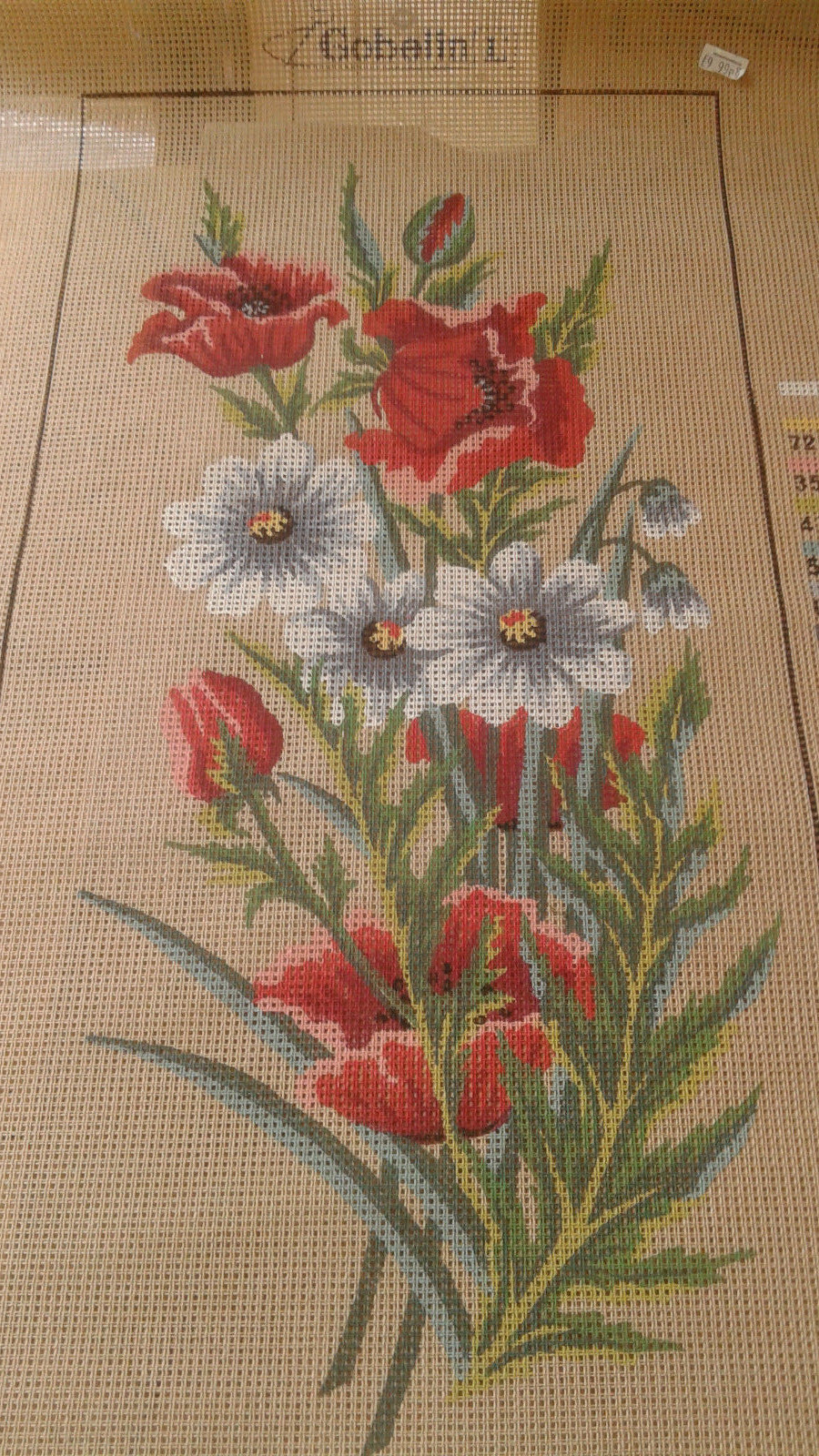Gobelin L Needlepoint canvas Poppies Daisies 34, 153  35x60 lovely