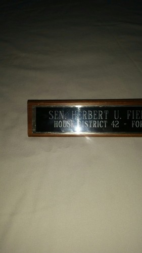 Vintage Senator House District Desk Wood Name Plate Plaque 10 1/4