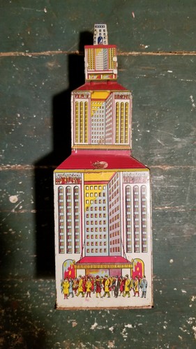 Vintage Marx Empire State Building Skyscraper Tin Litho Daredevil Flyer Toy