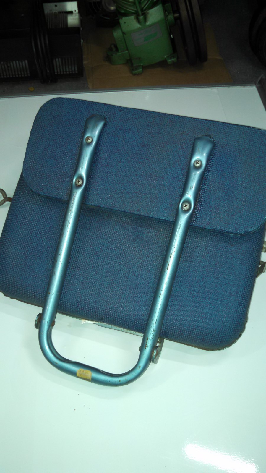 Vintage Blue Folding Swiveling Stadium Bleacher / Boat Seat