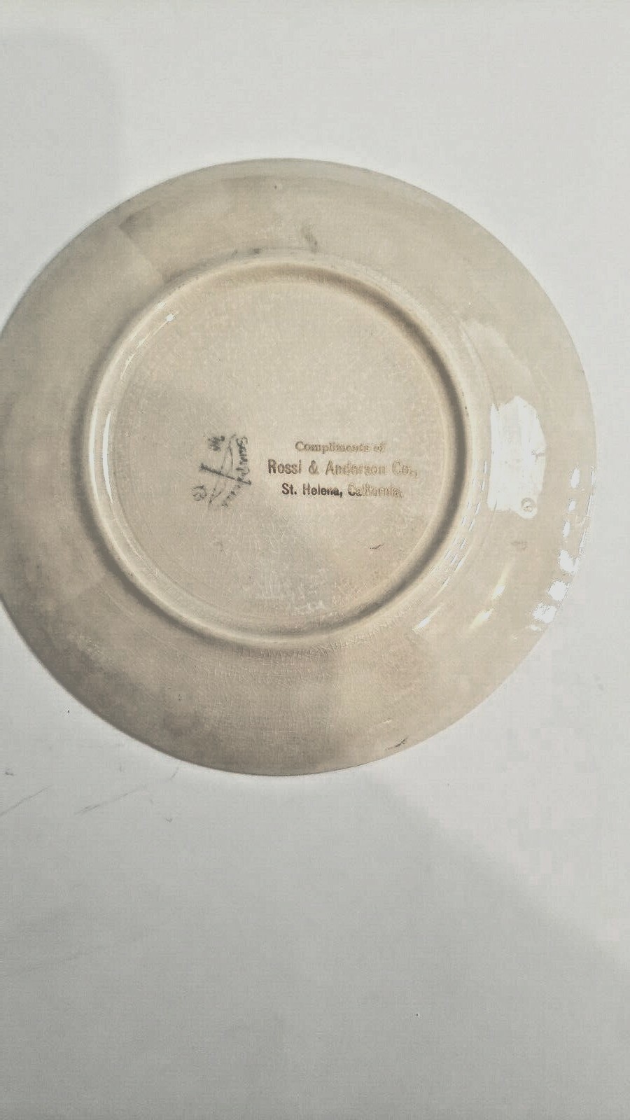 VINTAGE 1913 ADVERTISING CALENDAR PLATE ROSSI & ANDERSON CO. ST HELENA, CA