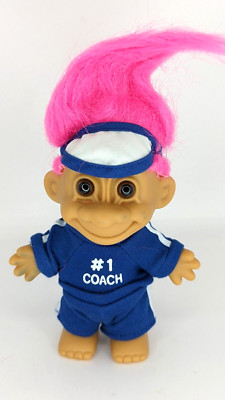Russ #1 Coach Vintage Troll Doll Pink Hair Sports Teams Collectible