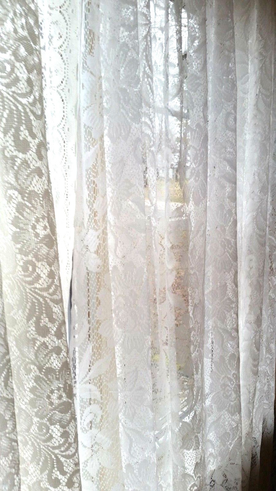 Vig. Beautiful Pair Sheers/Curtains Window Floral Appendix & Bobbin Lace