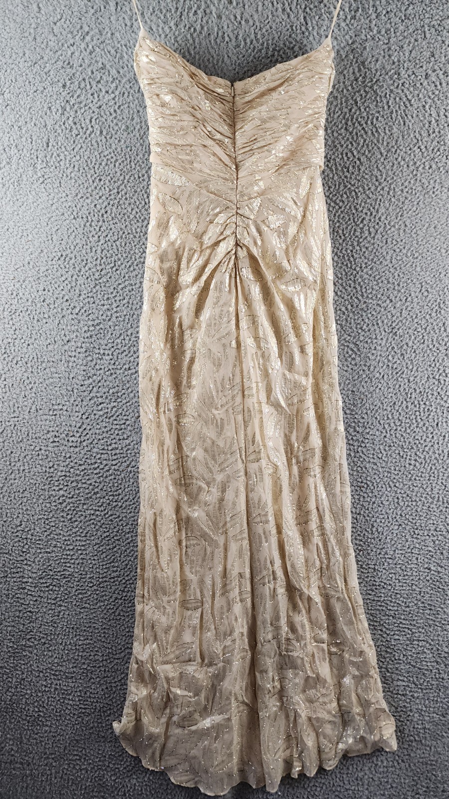 Ramy Brook Goldie Strapless Metallic Silk-Blend Dress Womens 4 Gold Ruffle Front - Picture 13 of 16