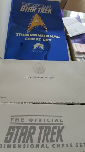 NEW Franklin Mint Star Trek Tridimensional Chess Set Styrofoam Box & Paperwork