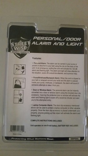 Multi-Purpose Personal Alarm 130dB ~ Self, Door, Window, Purse, Backpack