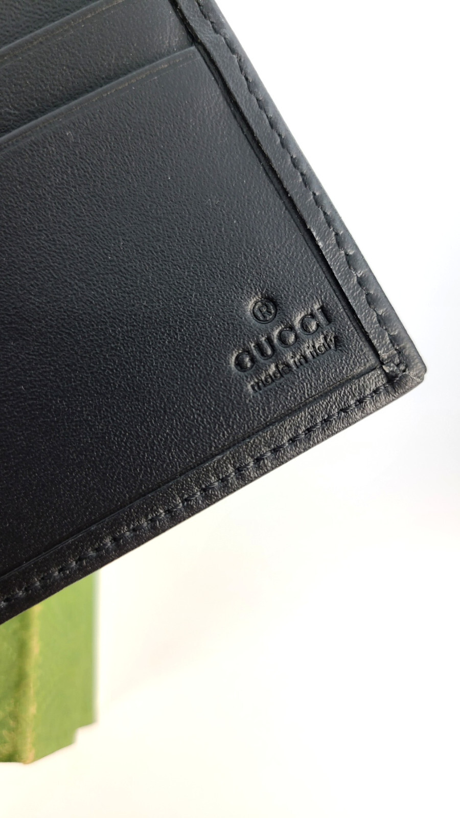 Pre-owned Gucci Mens Black Bi Fold Web Strip Red Green Gssima Wallet With Box