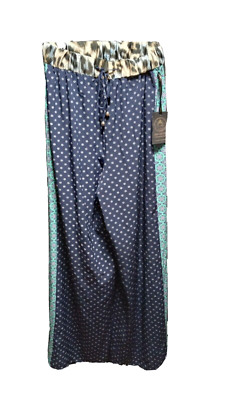 Aum-Couture Zulu Foulard Animal Print Silk Drawstring Pants Extra Small Long NWT