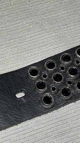 Pre-owned Handmade Robins Jean, Hand Made Leather Belt W/ Blk Swarovsky 100% Hand Made In Italy