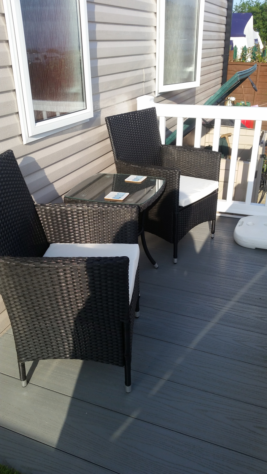 Outsunny Rattan Bistro Set Garden Chair Table Patio Outdoor, Black