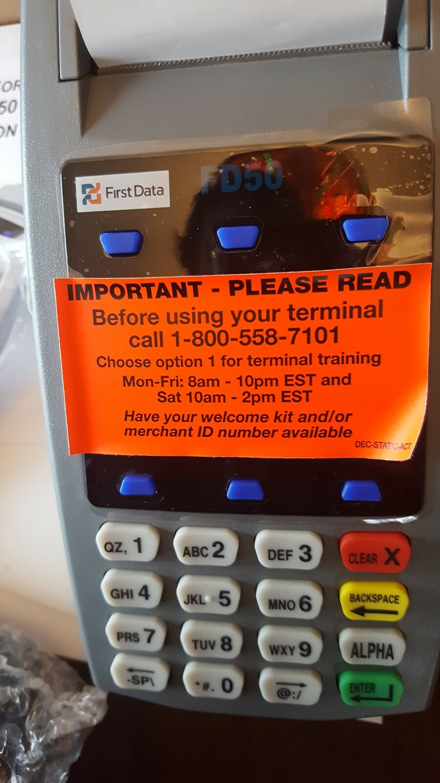 First Data FD50 Credit Debit Card Terminal with swipe and keypad  FD-50+FD10