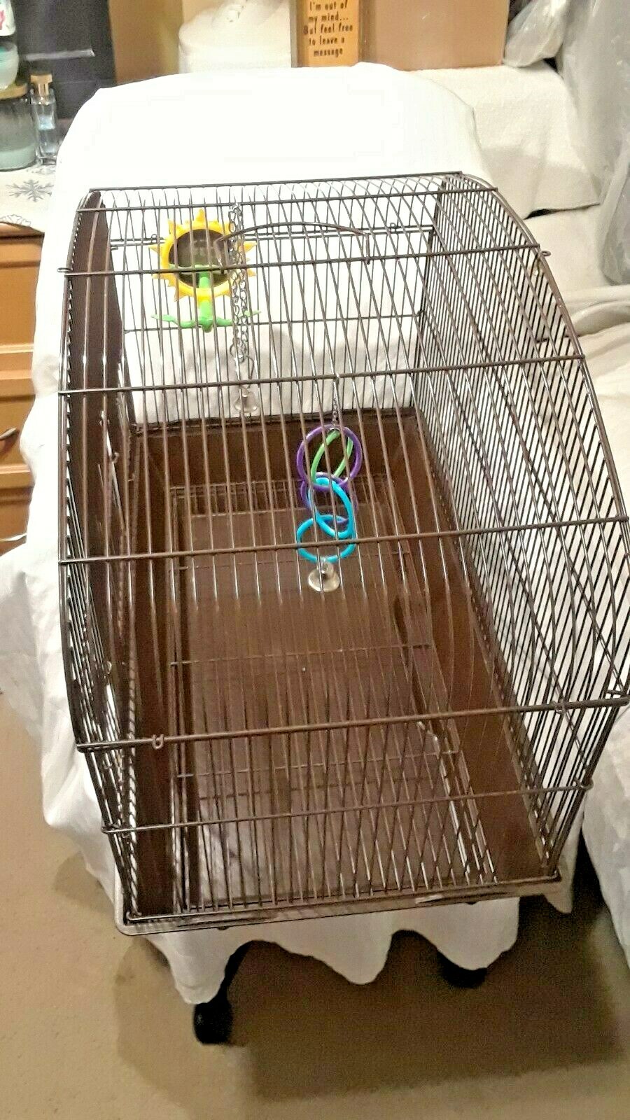 ROUND HALF MOON SHAPE METAL/PLASTIC BIRD CAGE