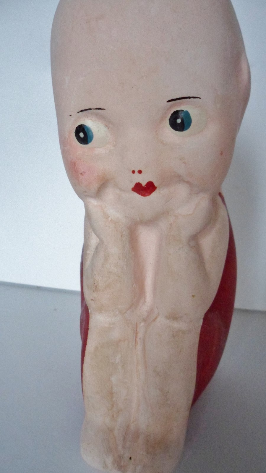 Antique Chalkware Kewpie The Thinker 6