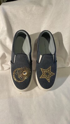 Chiara Ferragni  Women s Slip On Denim Sneakers Gold Moon-Star-Star Eye Size 6 