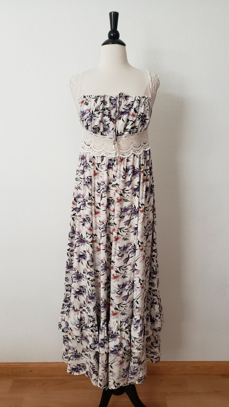 anthropologie crochet midi dress By Anthropologie Linen Blend Sleeveless Crochet-Trim Midi Dress