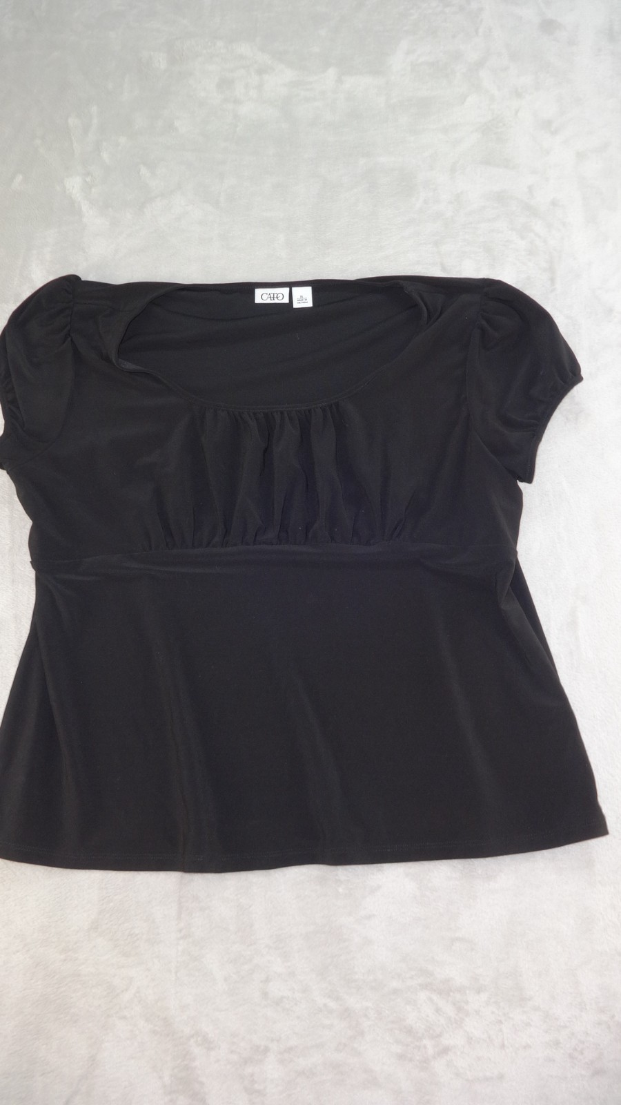 Cato Top Womens X-Large Black Short Sleeve Round Neck Stretch Classic