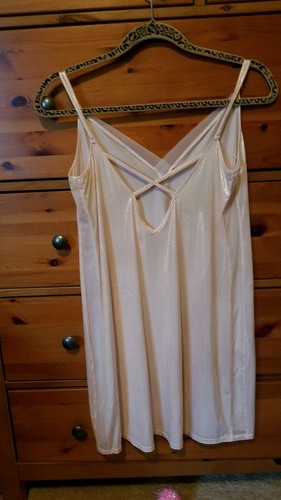 NEW VICTORIA SECRET LINGERIE/ beige gold metallic slip SIZE MEDIUM