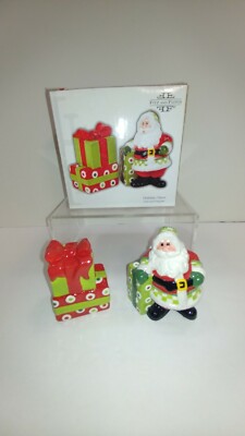 Fitz and & Floyd Holiday Cheer Santa & Gifts Christmas Salt & Pepper Shakers New