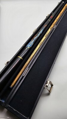 VINTAGE BCE CUSTOM BLUE DRAGON SNOOKER FU CUE + CASE FUCUE GRADE A ASH