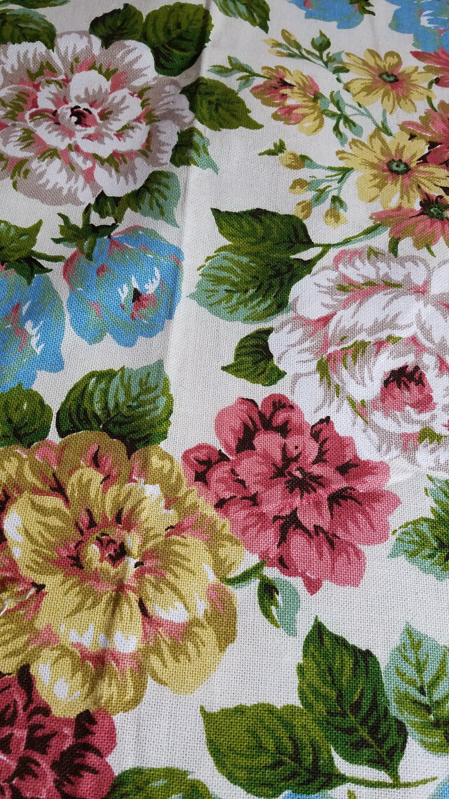 Vtg  Woodco Screen Print Preshrunk Floral Upholstery Fabric iMid Century 54x102