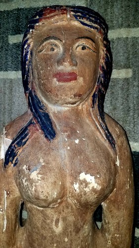 ESTATE FIND. VINTAGE Wooden Hand Carved Mermaid Statue 39