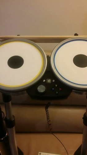 Wireless Xbox 360 Rock Band Drum Set + 3 Games MIC Beatles Hofner Guitar Bundle