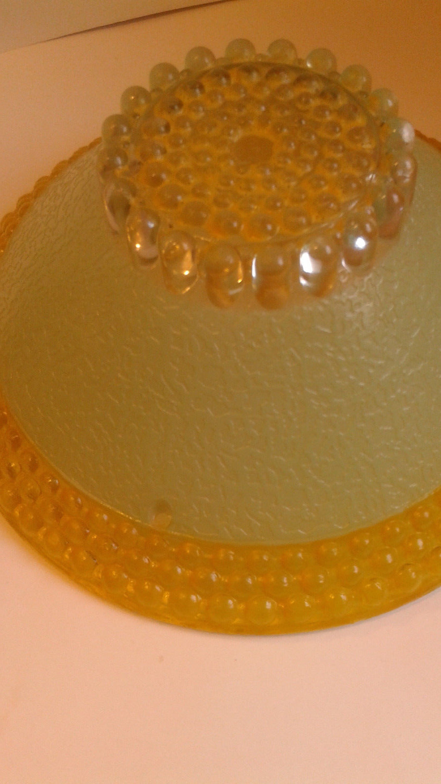 Antique vintage glass shade 3 chain ceiling light fixture green and gold