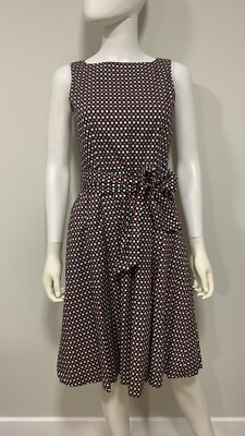 LL Bean Signature Fit and Flare Dress Polka Dot Women's 2 Sleeveless Knee Length