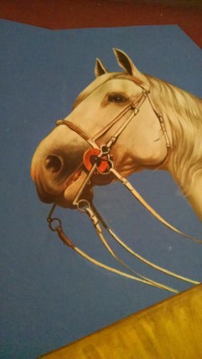 Fabulous Vintage 1970's Horse Theme Painting from Palm Springs Estate--Giddy Up!
