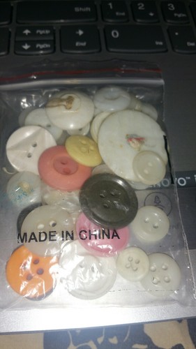 40 Buttons Light Colors Celluloid shell Mop Glass Scrapbooking collectable shank