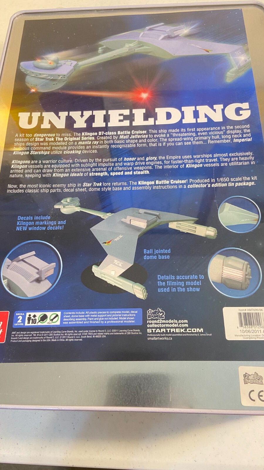 AMT #AMT699 Star Trek Klingon Battle Cruiser Model Kit - New Sealed Tin ~ C05