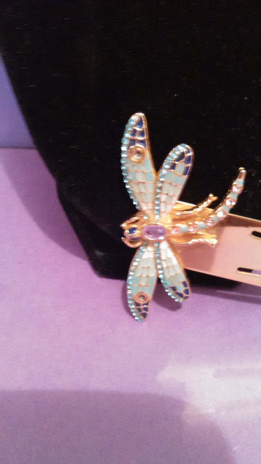 Dragonfly Bookmark Enameled Gold Tone Metal with Gemstone