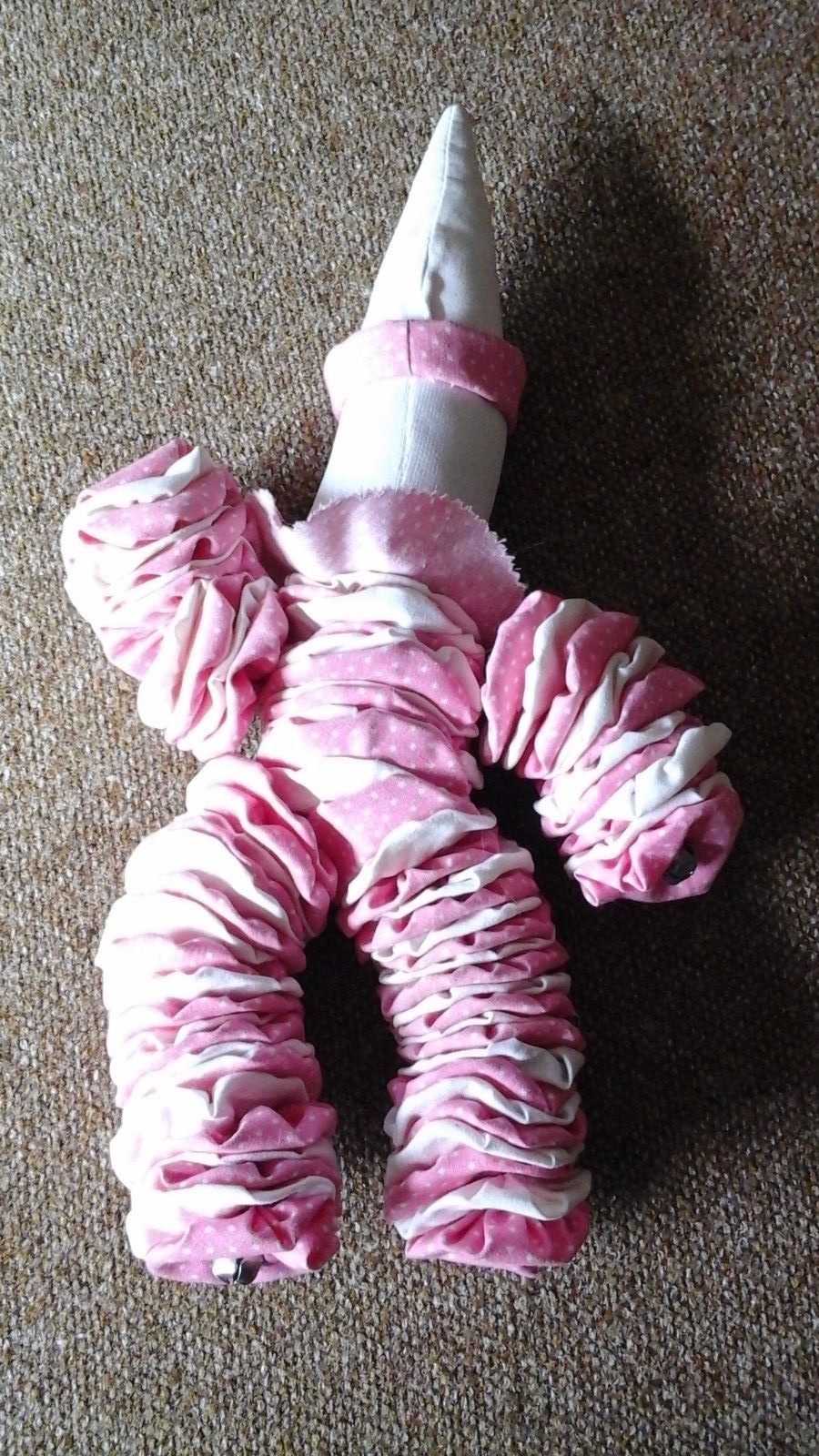 Vintage Yo-Yo Clown Handmade Pink and White with bells 14