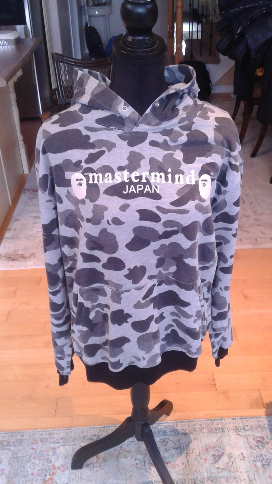 BAPE X MASTERMIND MEN CAMO HOODIE SIZE XL FIT L GREY COLOR