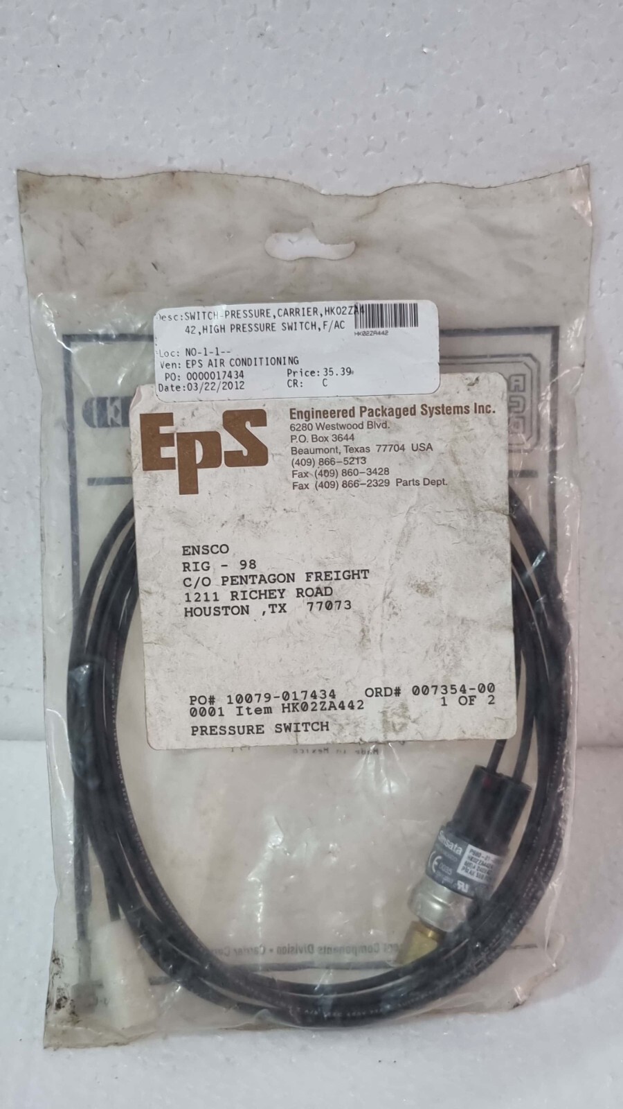 精査検品③ Fuel Pressure Sensor 8-98086433-0 for Hitachi ExcavatorZX110