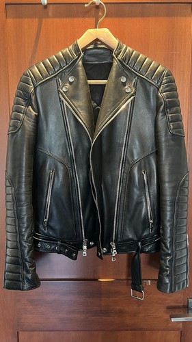 BALMAIN PARIS Iconic Overlong Padded Lamb Biker Jacket