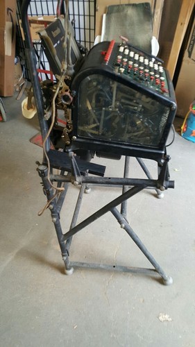 Antique Burroughs Adding Machine W/ Stand & Light