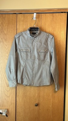 New Taka Q Japan Men's 2 Pocket Stretch Cotton Gray Denim Zip Jean Shirt Jacket