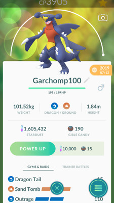 Pokemon Trade GO - Shiny Garchomp Level 40 & 2nd Charge PVP Master League